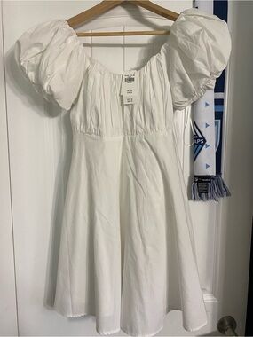 Abercrombie & Fitch White Puff Sleeve A-Line Dress
